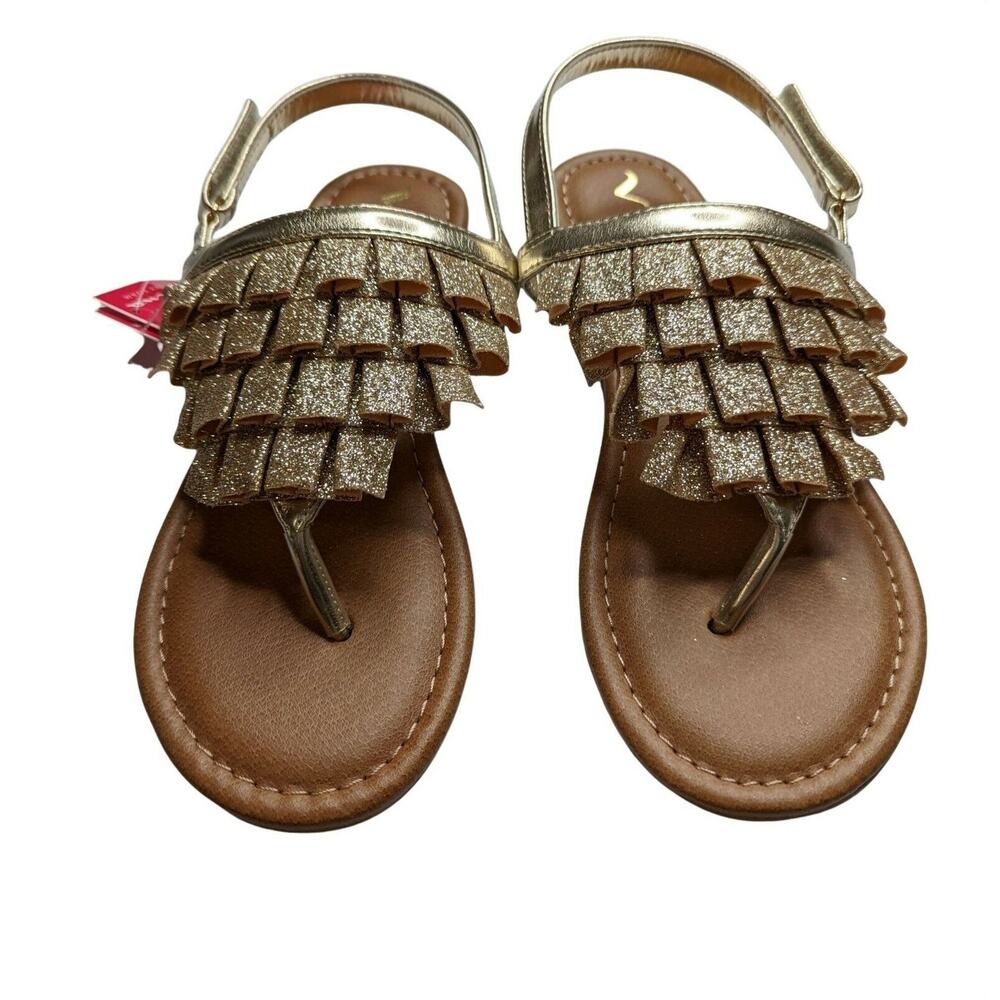 Girls Gold Glitter Flip Flop Sandals by Nina Size 5 - Picture 7 of 9